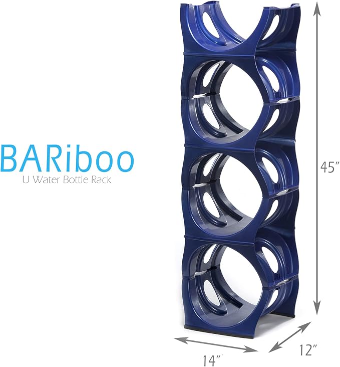 Stackable Water Bottle Storage Rack Best Water Jugs 5 Gallon Organizer. Jug Holder for Kitchen, Cabinet and Office Organizing. Reinforced Polypropylene (Blue, 4 No Shelf) - Image 2