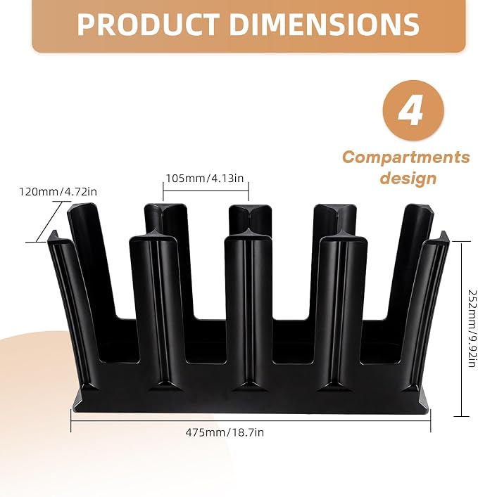 Black Commercial Cup and Lid Holder with Straw Organizer,Disposable Coffee Cup Condiment Dispenser for Countertop Org, Bar, Beverage Cup, Kitchen, Breakroom 18.7"x4.72"x9.92"(Rectangular cup holder) - Image 2