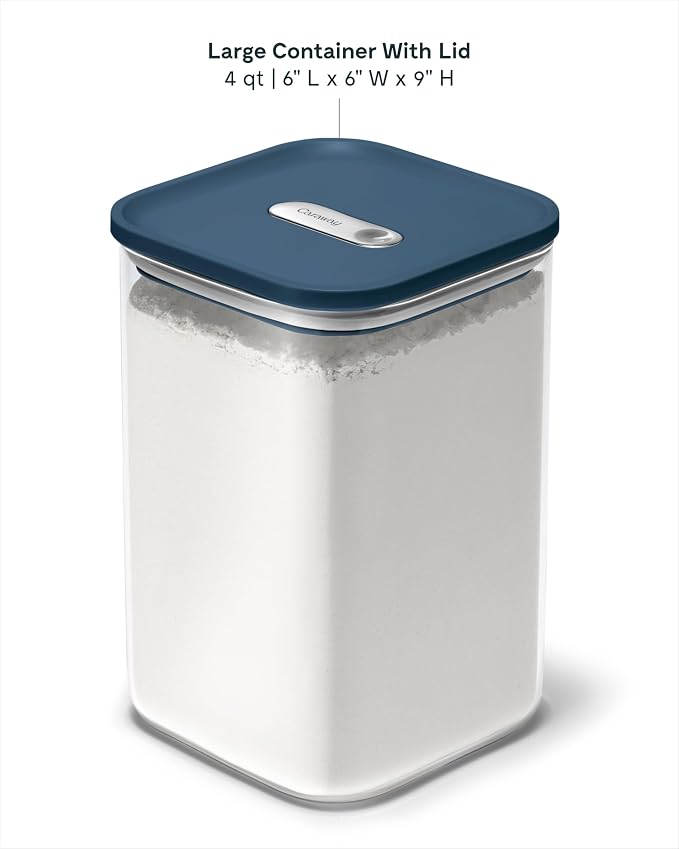 Caraway 4qt Glass Airtight Food Storage Containers with Lids | Non-Toxic, Stackable, Space-Saving Airtight Containers for Pantry, Dry Goods, 6 Pack, Navy - Image 3