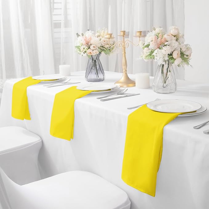 Bailarina Cloth Napkins Set of 120,17x17 inches Dinner Napkins Cloth Washable,Polyester Square Table Cloth Napkin Bulk with Hemmed Edges Ideal for Banquets, Parties and Weddings-Yellow - Image 6