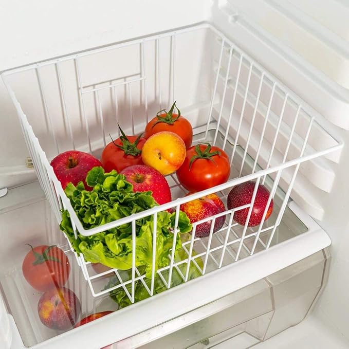 Freezer Wire Baskets Storage Organizer, Household Storage Metal Wire Bins for Kitchen, Pantry, Cabinet, Bathroom, Bedroom - Pearl White (3, 11in x 10in x 5.5in) - Image 7