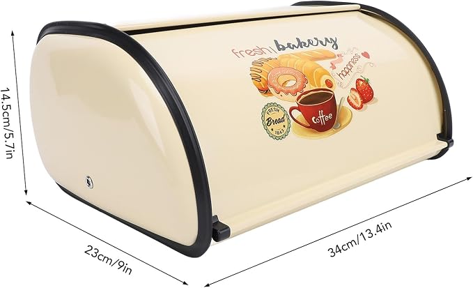 Bread Box,Roll Top Bread Box Vintage Bread Container for Kitchen Countertop Drum Type Metal Bread Storage Bin for Bread Cake Doughnut Biscuit Food Tableware (Type 1) - Image 4