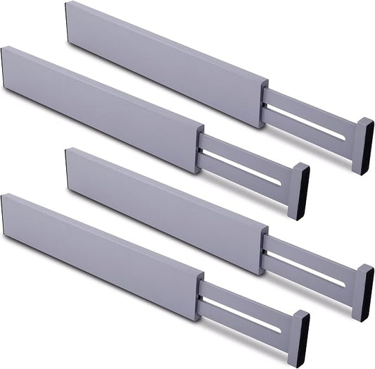 Utoplike Kitchen Drawer Dividers Large, Gray Drawers Organizers Adjustable | Bamboo, Spring Loaded, Works in Dresser, Bedroom, for Silverware, Utensils, 4pcs, Fit 17.8"-20.6" Inner Drawer, 2.4" H by Utoplike