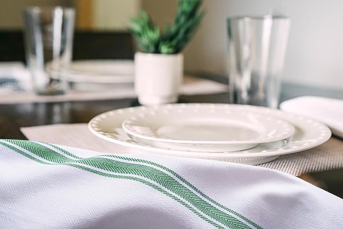 Dish Towels 15 Pack Green Stripe 100% Cotton Kitchen Towel 15x25 Inch Tea Towels, Dish Cloths for Washing Dishes, Kitchen Rags for Drying Dishes - Image 4