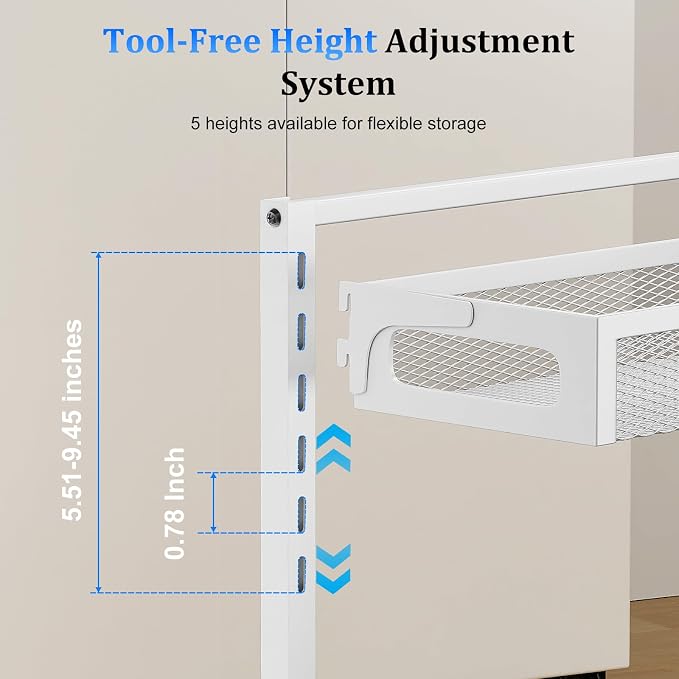 Petiza Metal Under Sink Organizer, Pull Out Cabinet Organizer Rack with Silk-Smooth Bottom Drawer, 5-Level Adjustable, Multi-Purpose Storage Shelf for Bathroom, Kitchen, Vanity, Pantry (2-Pack) - Image 5