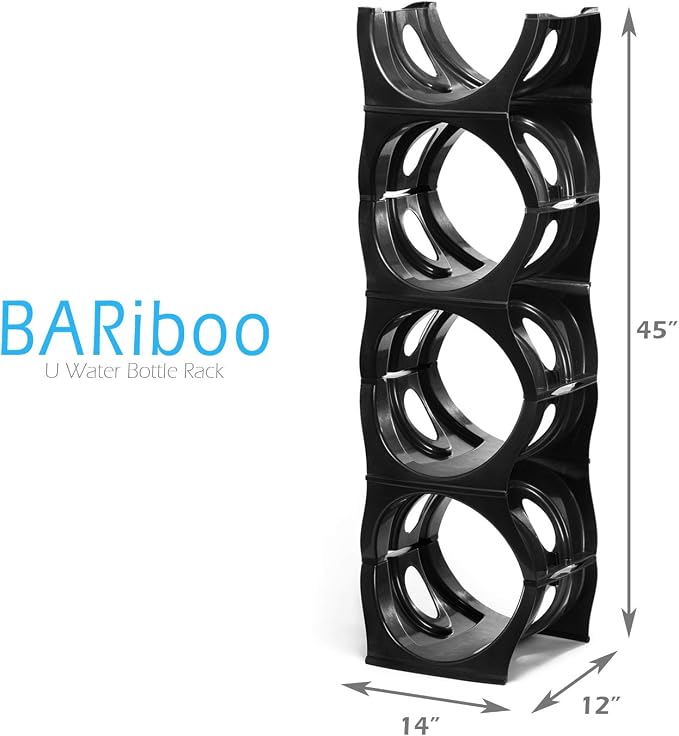 Stackable Water Bottle Storage Rack Best Water Jugs 5 Gallon Organizer. Jug Holder for Kitchen, Cabinet and Office Organizing. Reinforced Polypropylene (Black, 4 No Shelf) - Image 4