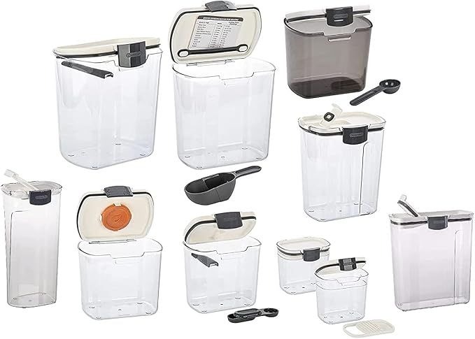 Progressive ProKeeper Baker's Airtight Kitchen Storage Canister Container Set for Flour, Sugar & More, Keeps Ingredients Fresh, with Accessories (Multicolor, 10- Piece) by ProgressiveInternational