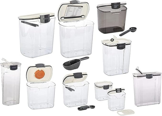 Progressive ProKeeper Baker's Airtight Kitchen Storage Canister Container Set for Flour, Sugar & More, Keeps Ingredients Fresh, with Accessories (Multicolor, 10- Piece) by ProgressiveInternational