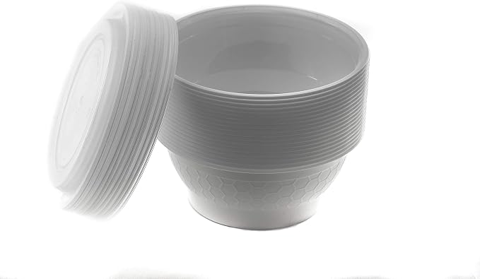 Meal Prep Containers [50 Pack] White Round Bowls with Lids, Food Storage Bento Box, Microwavable,Premium,Stir Fry | Lunch Boxes | BPA Free | Freezer/Dishwasher Safe | Disposable (40 oz) - Image 2