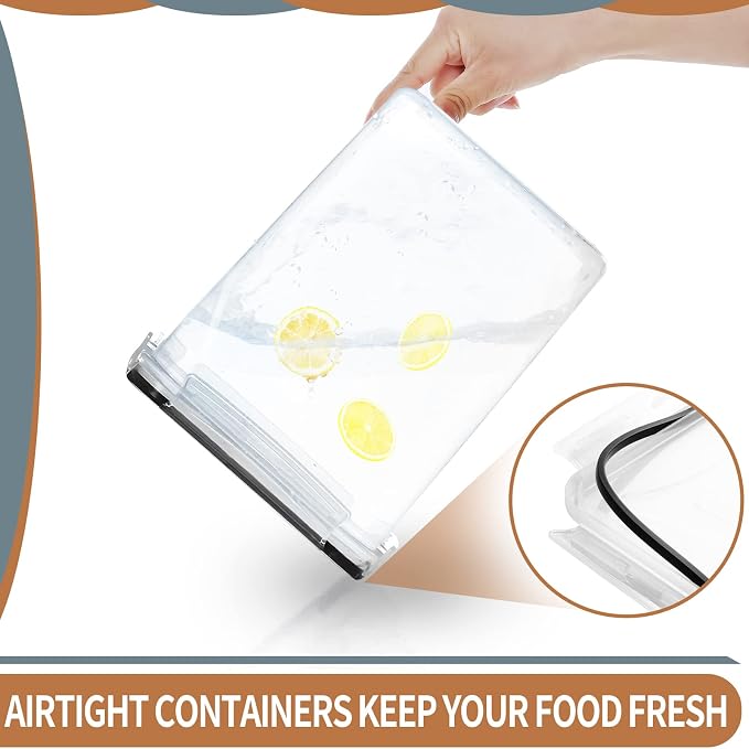 PRAKI Large Airtight Food Storage Containers 5.2L / 195oz, 4pcs Pantry Kitchen Organizers and Storage for Flour, Sugar, Baking Supplies, BPA Free, Plastic Flour Containers with 20 Labels & Maker - Image 4