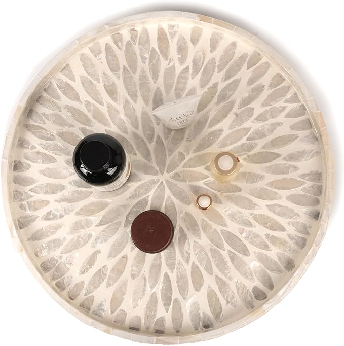 Mother of Pearl Turntable Organizer - Table & Countertop, Cabinet & Pantry Lazy Susan (12.5 in) - Image 4