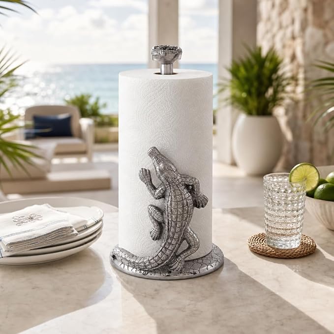 Arthur Court Alligator Paper Towel Holder Aluminum Metal 12.5 inch Stylish Kitchen Decor - Image 7