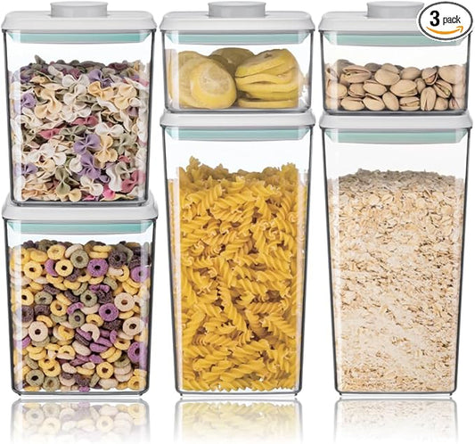Airtight Food Storage Container Sets with Lids 6Pcs Pop Containers for Kitchen Pantry Organization BPA-Free Stackable Kitchen Storage Containers for Cereal Flour Sugar (0.5, 1.2, 1.8qt)*2 by ANKOU