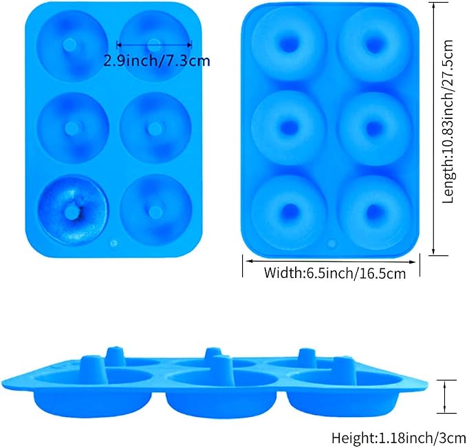 Donut Pan Silicone Molds Baking Pan NonStick 6-Cavity Pack of 2,BPA Free Silicone Mold Sheet Tray Makes Perfect 3 Inch Donuts Bagels - Image 6