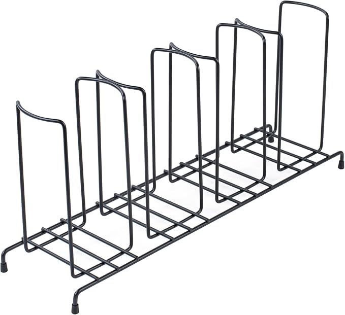 Restaurantware Restpresso 18.5 Inch x 5 Inch x 8.5 Inch Coffee Cup Organizer 1 4-Section Cup And Lid Organizer - Wire Design Compact Black Iron Wire Cup Dispenser For Countertops And Storage by Restaurantware