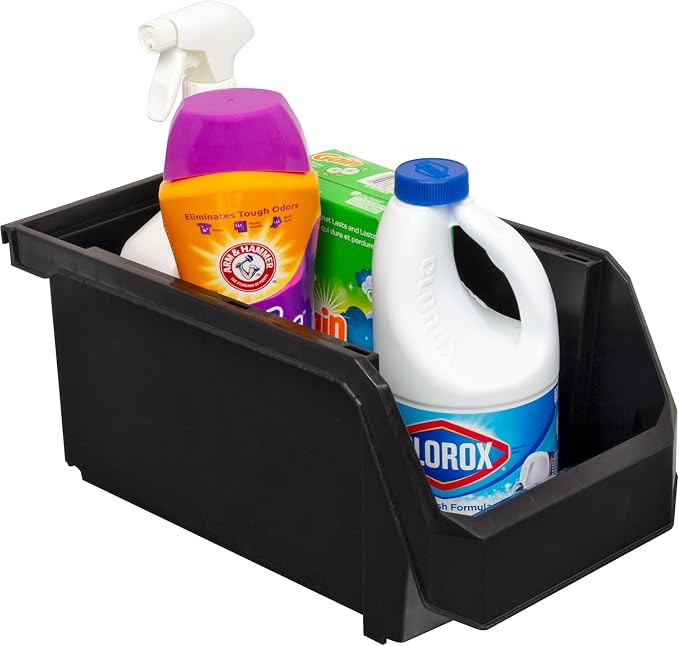 Akro-Mils ReadySpace Large Stackable Plastic Storage Bins, 6-Pack, Black | Open-Front Stackable Bins For Garage, Pantry, Closet & Office, 14,8"L X 8"W X 7"H, Nests When Empty, Durable Plastic, - Image 7