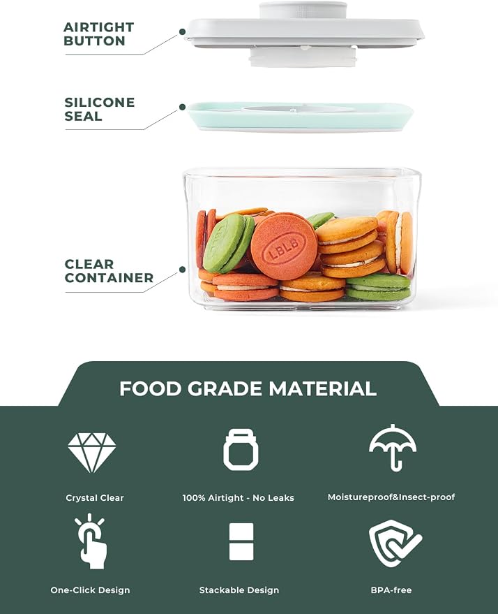 0.6 Qt Airtight Snack Containers, 3 Pack Small Pop Top Pantry Jars | Stackable Pantry Jars With One-Touch Airtight Lids For Snacks, Nuts, Candy, Coffee, Sugar, Tea Bags And Baking Ingredients - Image 5