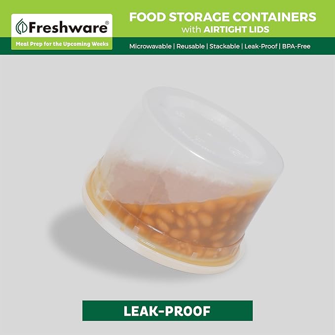 Freshware [12 Pack, 64 oz] 1/2 Gallon Plastic Deli Food Storage Soup Containers With Airtight Lids, Slime Containers, Freezer Safe | Meal Prep | Stackable | Leakproof | BPA Free, Clear - Image 4