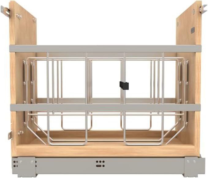 Rev-A-Shelf 8" Pullout Wooden Bakeware Organizer Shelf for Kitchen Cabinets, Pots and Pans Wire Storage Rack w/ Soft-Close Slides, 447-BCSC-8C - Image 6