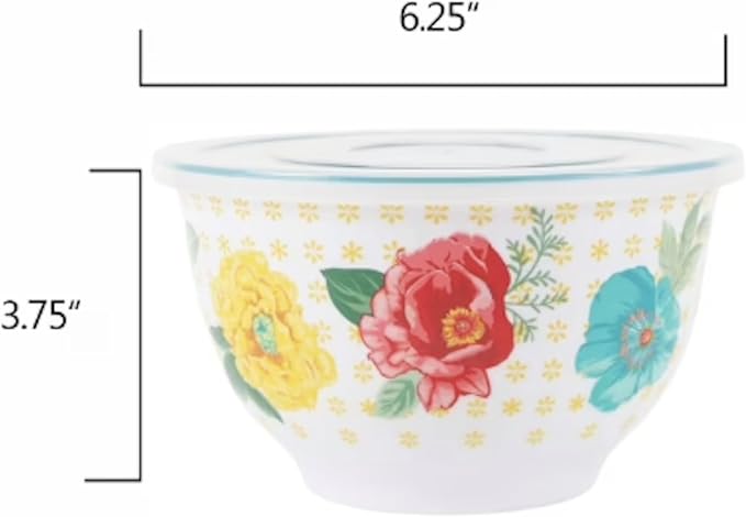 Floral Melamine Mixing Bowl Set, 10 Pieces with Lids Coordinates With Pioneer Woman Kitchen (Fancy Flourish) - Image 6
