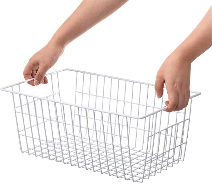 SANNO 14" Freezer Baskets Wire Storage Baskets for Organizing Pantry Organization Bins Cabinets - Metal Basket Kitchen, Laundry, Garage, Fridge, Bathroom Countertop Organizer - Image 6