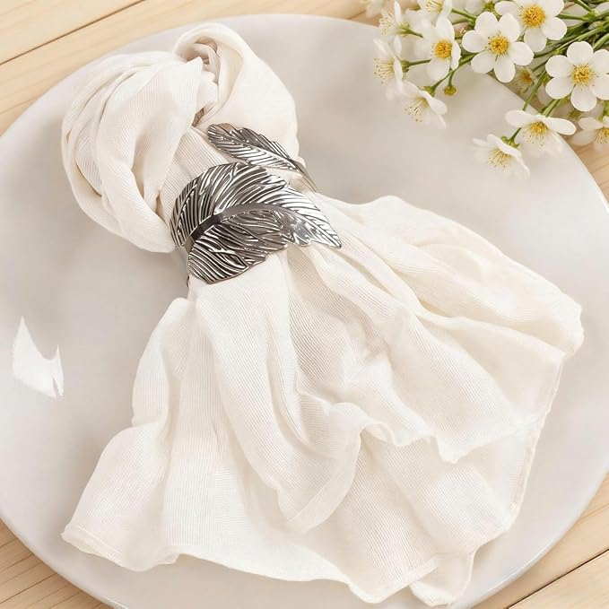 Cloth Napkins Set of 10 21"x21" Reusable Cheesecloth Napkins Bulk Ivory | Boho Rustic Dinner Napkins Washable Gauze Table Napkins Cloth Hemmed Edges for Wedding Bridal Shower Family Gathering Decor by MLMC