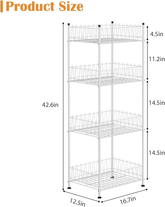 ETELI Water Bottle Holder Organizer 4 Tier Drink Can Shelf Organizer Rack for Floor Freestanding Water Bottle Rack Stand Beverage Storage Shelf for Pantry Kitchen Food Storage, Silver - Image 3