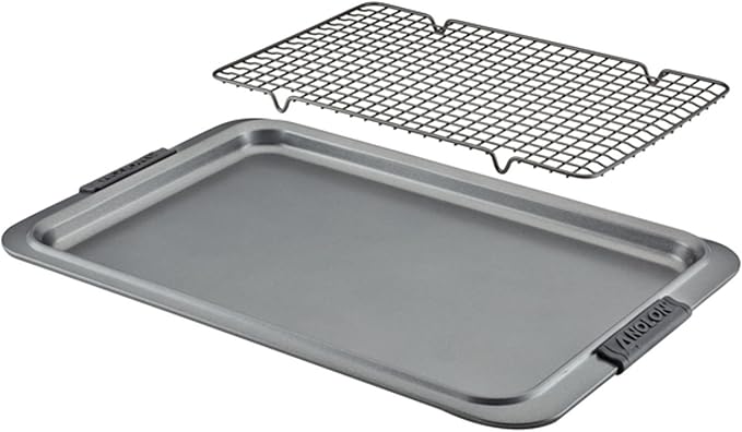 Anolon Advanced Nonstick Bakeware/Baking Sheet and Cooling Rack Set, 2 Piece, Gray by Anolon