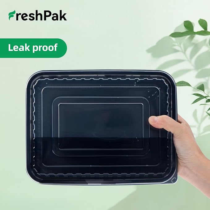 40-Pack 48oz Meal Prep Containers - Shrink Wrap Ready To Use | Large Leakproof Single Compartment To Go Boxes | BPA-Free, Microwave & Freezer Safe | Heavy-Duty Catering & Leftover Storage - Image 4