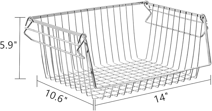 SANNO Stacking Baskets Bin Baskets Wire Storage Baskets Organization Farmhouse Scoop Baksket for Pantry, Kitchen, Closets, Bathroom, Cabinets, Kitchen, Set of 3 - Image 3