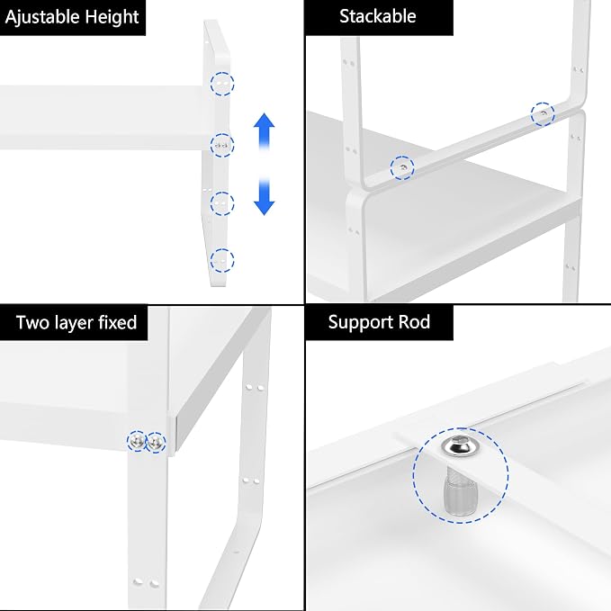 SANNO Expandable Kitchen Shelf Organizers, Stacking Shelf Large Kitchen Cupboard Organizer Stackable Counter Shelf Organizer large Expandable Shelves, White 3 pack - Image 3