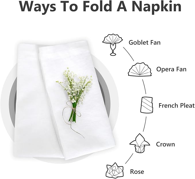 100% Linen Dinner Napkins 15x15 Inch,Soft and Breathable French Flax Cloth Napkins,Stone Washed Set of 4(White) - Image 6
