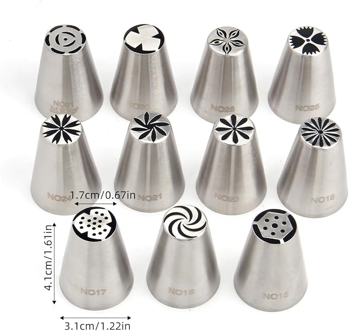 11 Pcs Small Stainless Steel Russian Flower Icing Tips Set | Small Size Stainless Steel Russian Icing Tips,Cupcake Flower Shaped Frosting Nozzles for Cupcakes Decorating - Image 5