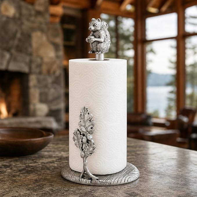 Arthur Court Squirrel Paper Towel Holder - Decorative Aluminum Kitchen Towel Stand - 15 Inch Tall - Image 2