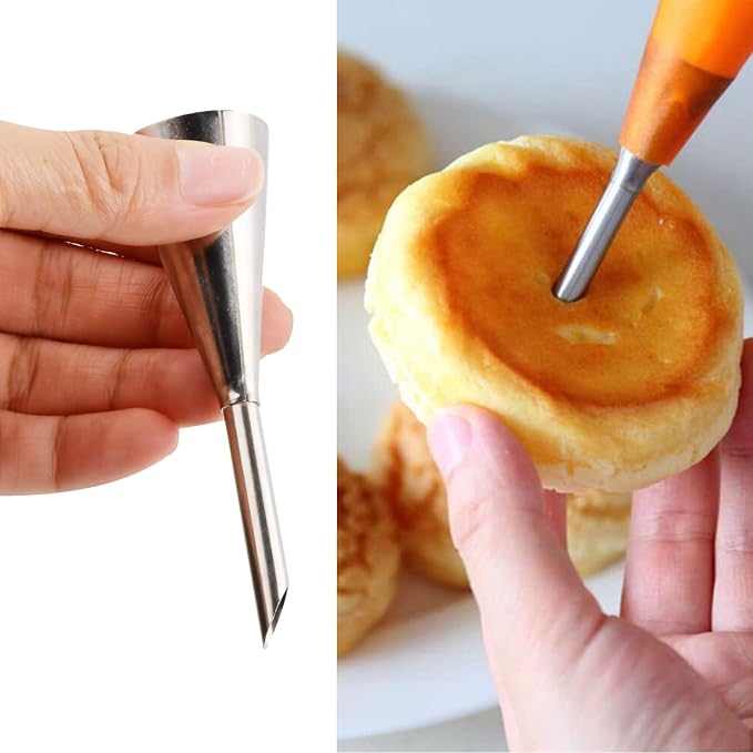 2 Pieces Stainless Steel Nozzles, Reverse Injector, Pastry Baker Nozzle Sleeve, Cream Pipe Decoration Tools for Filling Donuts, Cupcakes with Cleaning Brush - Image 5