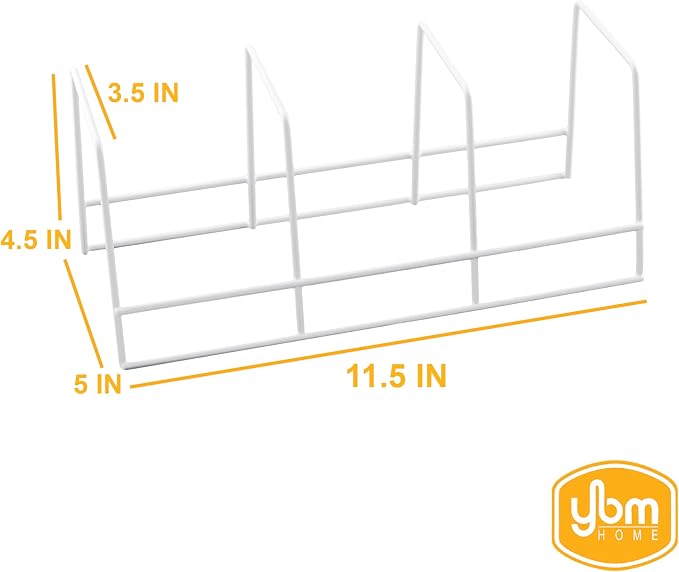 YBM Home Wire Dish Storage Rack for Plates, Cutting Boards, Bakeware, Pots and Pans, Serving Trays, Lids, and Other Cookware, 3 Section Plate Holder for Cabinets and Cupboards, Silver 2552 - Image 3