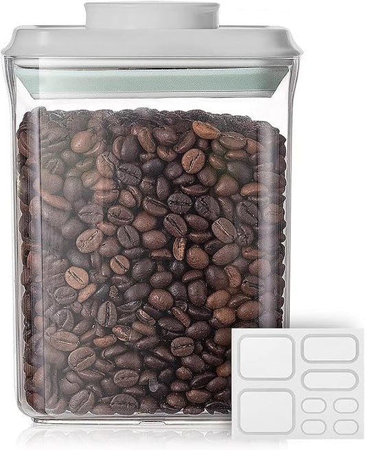 Food Airtight Containers (1500ml) 1.5 Qt Pop Up Food Formula Container With Lids, Bpa-Free One Button Open Stackable Container for Coffee Tea Brown Sugar Cereals - 8 Labels - Clear by ANKOU