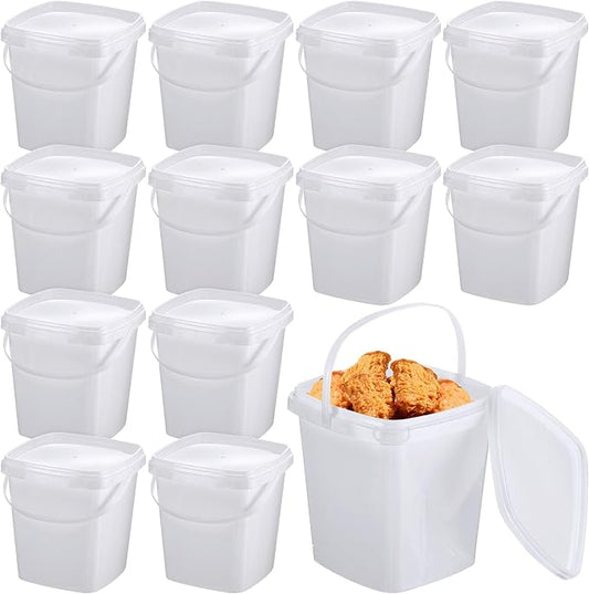 12 Pcs 2 Qt/ 67 Oz/ 2 L Plastic Food Containers, 0.5 Gallon Ice Cream Buckets with Lids and Handle Reusable Square Deli Containers Freezer and Microwave Safe for Kitchen Food Drinks Storage by Mifoci