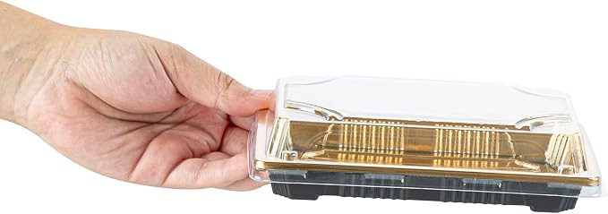 Restaurantware Plastic Sushi Trays 100 Pack of 6.5 x 4.33 x 1.57 Inch With Clear Lids Leak-Resistant Sushi Take Out Boxes Stackable Containers For Grab-And-Go - Image 9