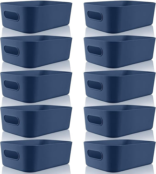 Zopeal Plastic Storage Bins 10 Pcs Blue Pantry Organizer Bins Small Baskets Storage Containers for Home Kitchen (8 x 5.7 x 3 Inch) by Zopeal