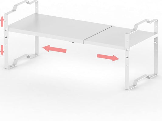 Jojocross Expandable Shelf for Cabinet Organizer Adjustable Stackable Spice Rack at Kitchen and Bathroom More, Counter Countertop Cupboard Organization Pantry Storage(MEDIUM/1PACK/WHITE) by JOJOCROSSHIGHQUALITYLIFE