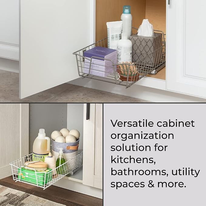 ClosetMaid Pull Out Cabinet Organizer, Heavy Duty, Slide Out Pantry Shelves Drawers for Kitchen, Bathroom, 5.25" H x 11.13" W x 20" D, White - Image 4