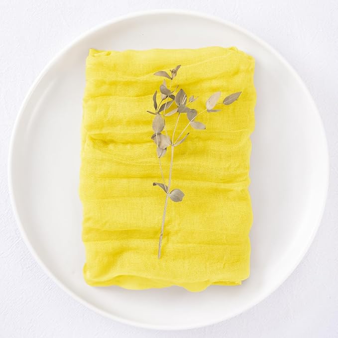 DeZerlor Lemon Yellow Washable Cheesecloth Napkins Set of 50 for Party | Reusable Summer Cloth Napkins Bulk, for Wedding Bridal Baby Shower Dinner Cocktail Birthday Home, 21x21 Inches - Image 6