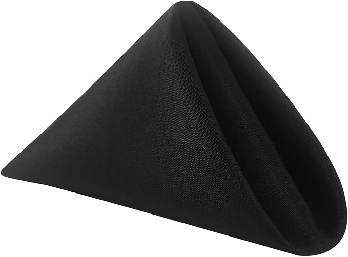 25pcs Polyester Cloth Napkins - 17 x 17 inch Black Dinner Washable Napkins with Hemmed Edges for Restaurant/Wed(25,Black) - Image 8