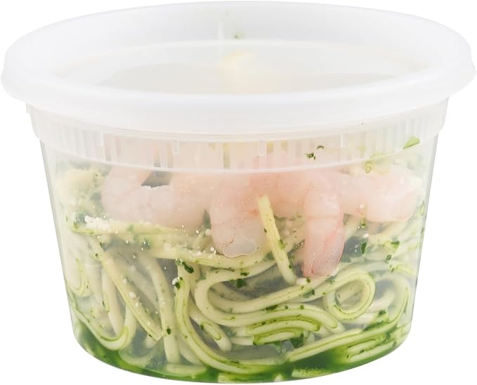 Asporto 16 oz Round Clear Plastic Soup Container - with Lid, Microwavable - 4 1/2" x 4 1/2" x 3" - 25 count box - Image 8