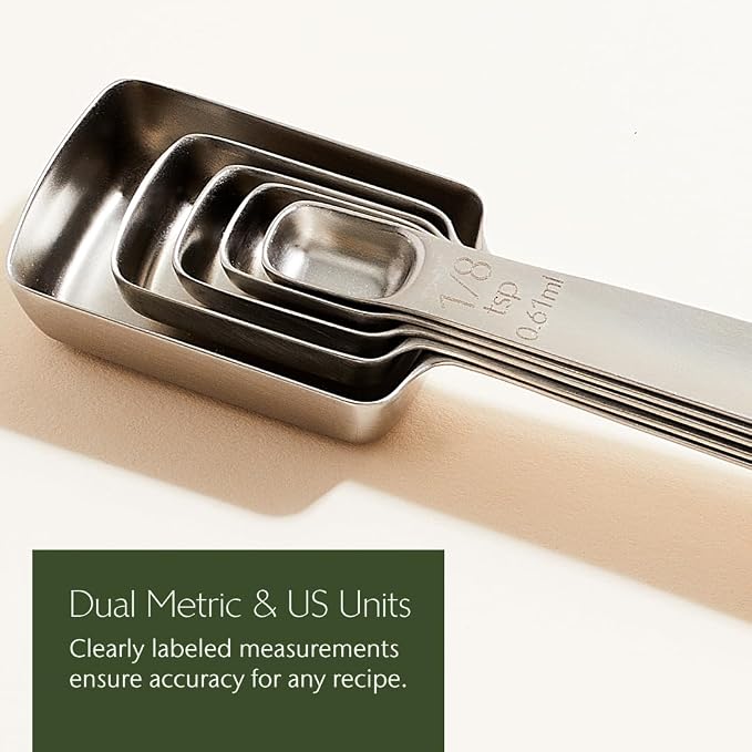 Measuring Spoons Set – Stainless Steel, Magnetic Storage, Dual Metric & US Units – 5-Piece Durable Measuring Spoon Set for Baking & Cooking (Stainless Steel) - Image 2