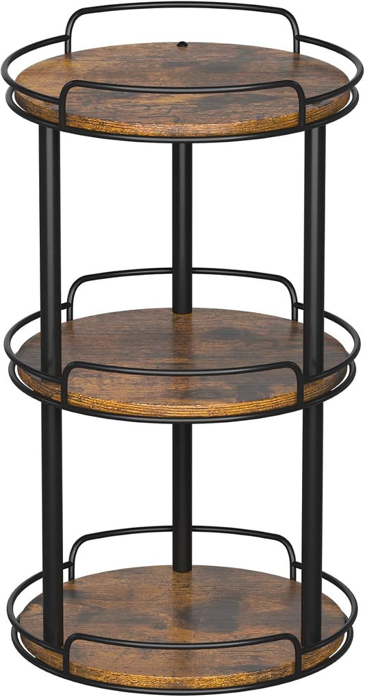 LAMU 10'' Wood Lazy Susan Turntable Organizer for Cabinet, 3 Tier Lazy Susan Spice Rack Organizer for Kitchen, Wood Turntable for Table Top, Countertop, Pantry, Bathroom by YourHome-OrganizationHelper
