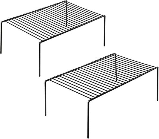 Redrubbit 2 Pack Large (15.7 x 9. 4 Inch) Cabinet Storage Shelf Rack, Rustproof Kitchen Counter and Cabinet Shelf, Storage Rack Organizer for Kitchen, Fridge, Cabinet, Bathroom, Black by Redrubbit