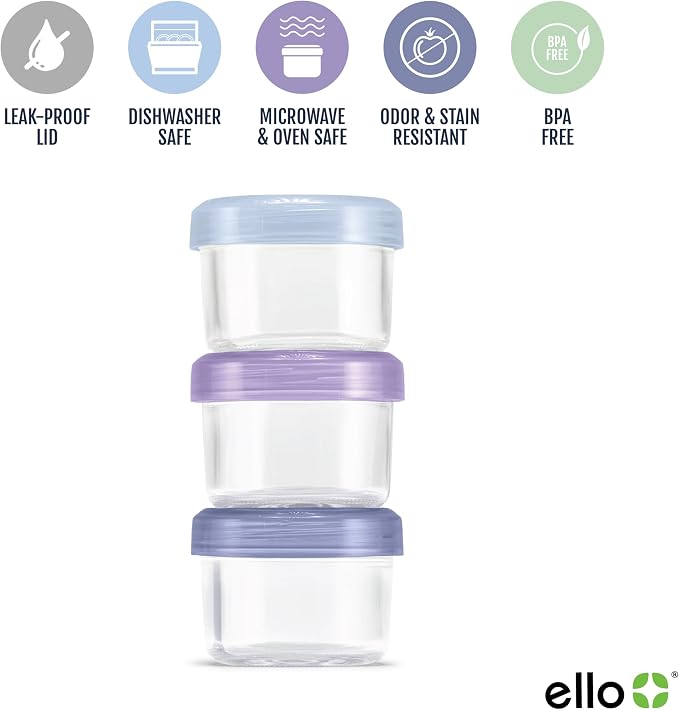 Ello Color Lock Glass Meal Prep Sets Leak-Proof Glass Food Storage Containers with Airtight BPA-Free Plastic Lids, Dishwasher, Microwave, and Freezer Safe - Image 3