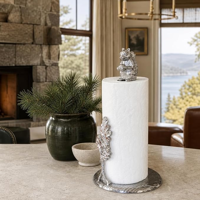 Arthur Court Squirrel Paper Towel Holder - Decorative Aluminum Kitchen Towel Stand - 15 Inch Tall - Image 7
